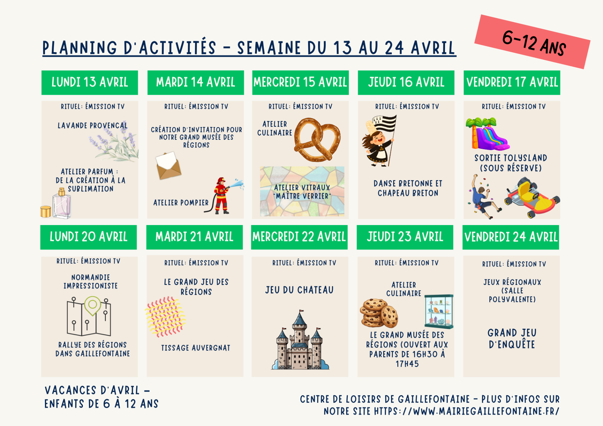Planning 6-12 ans