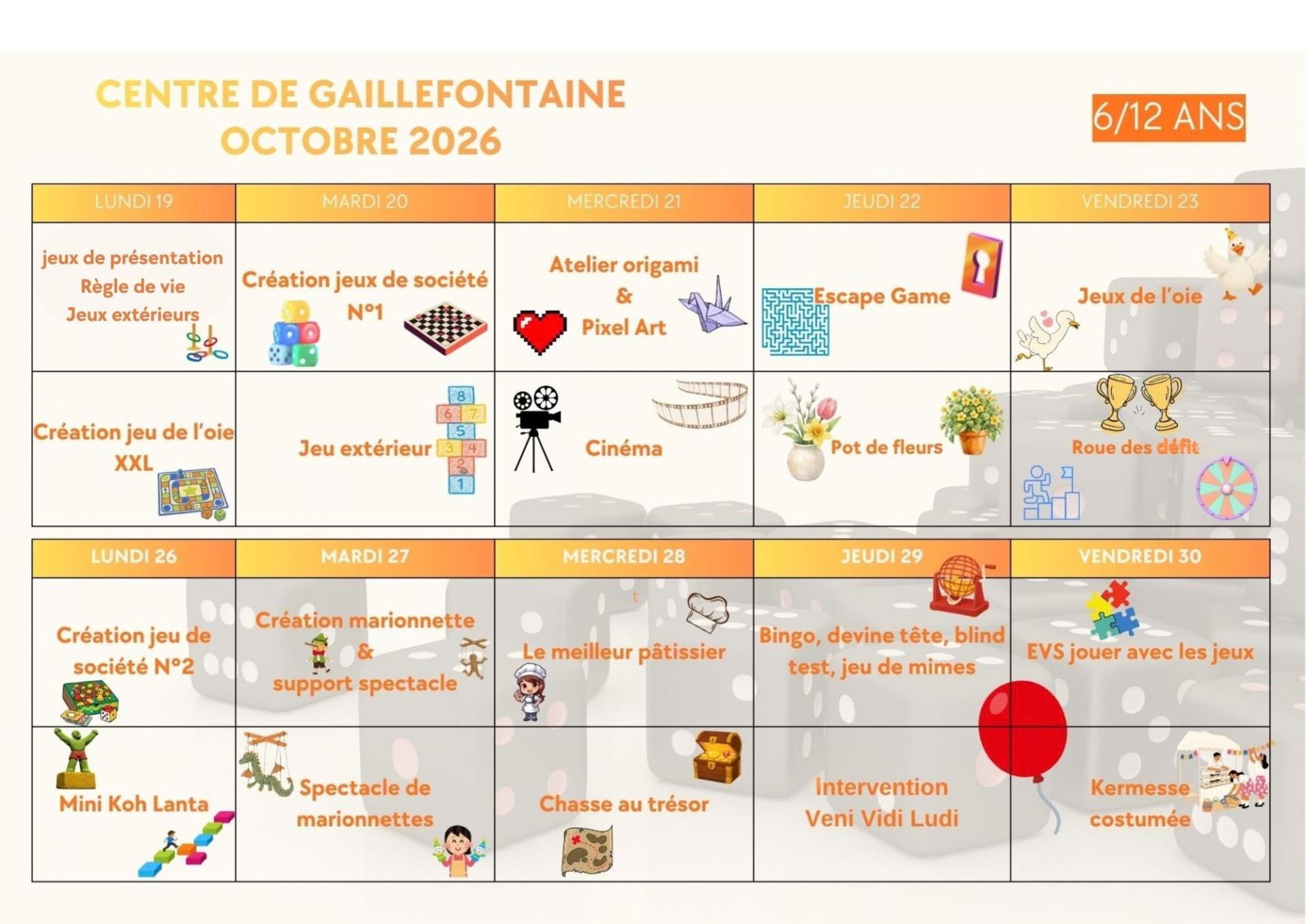 Planning détaillé 6-12 Oct26
